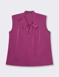 Donna Piazza Italia Donna|T-Shirt E Top<Top con fiocco al collo, vestibilità regular - Vinaccia