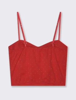 Donna Piazza Italia T-Shirt E Top<TOP CON STRASS - Rosso