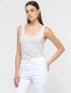 Donna Piazza Italia T-Shirt E Top<Top elastico con isnerti filo effetto metallizzato - Avorio