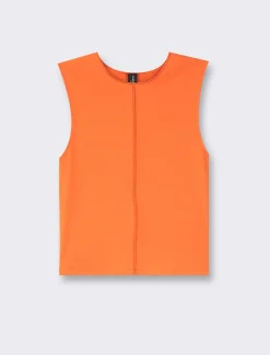 Donna Piazza Italia Donna|T-Shirt E Top<Top elastico slim basic smanicato girocollo - Arancio