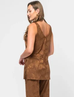 Donna Piazza Italia T-Shirt E Top<Top elatsico vestibilità regular e lavorazione jaquard - tabacco