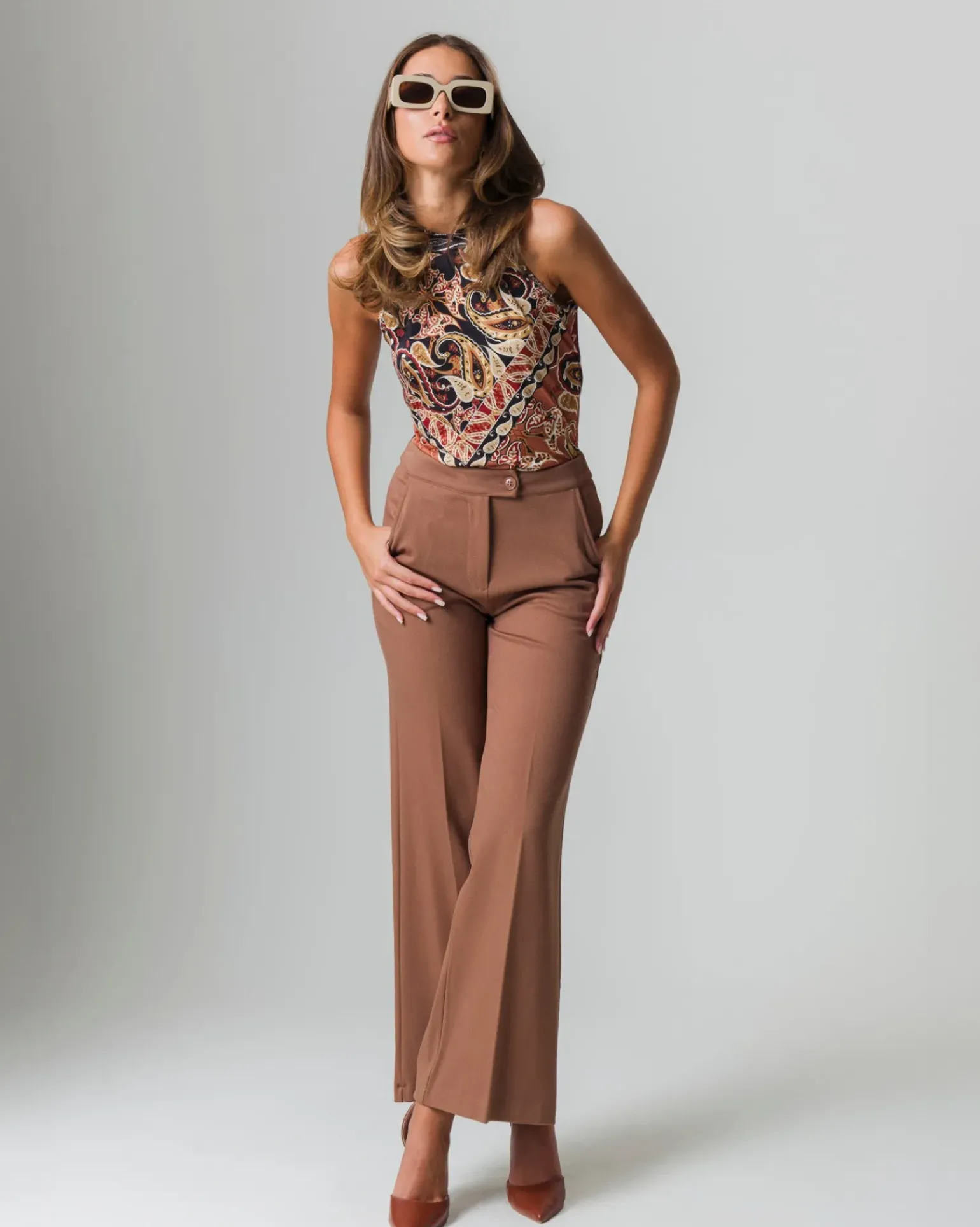 Donna Piazza Italia T-Shirt E Top<Top halter neck stampato girocollo con giromanica ampio -