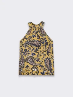 Donna Piazza Italia T-Shirt E Top<Top halter neck stampato da donna - Senape