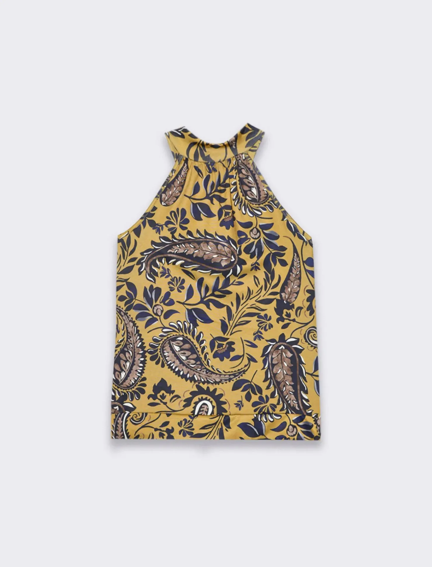 Piazza Italia Top halter neck stampato da donna - Senape Giallo Cheap