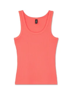 Donna Piazza Italia Donna|T-Shirt E Top<Top in cotone elastico, lavorazione a coste vestibilità slim - Corallo