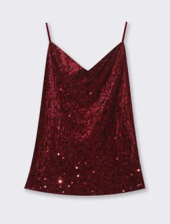 Donna Piazza Italia T-Shirt E Top<Top in paillettes - Bordeaux