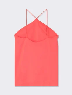 Donna Piazza Italia T-Shirt E Top<Top in tessuto elastico con bretelle incrociate sul davanti - Corallo