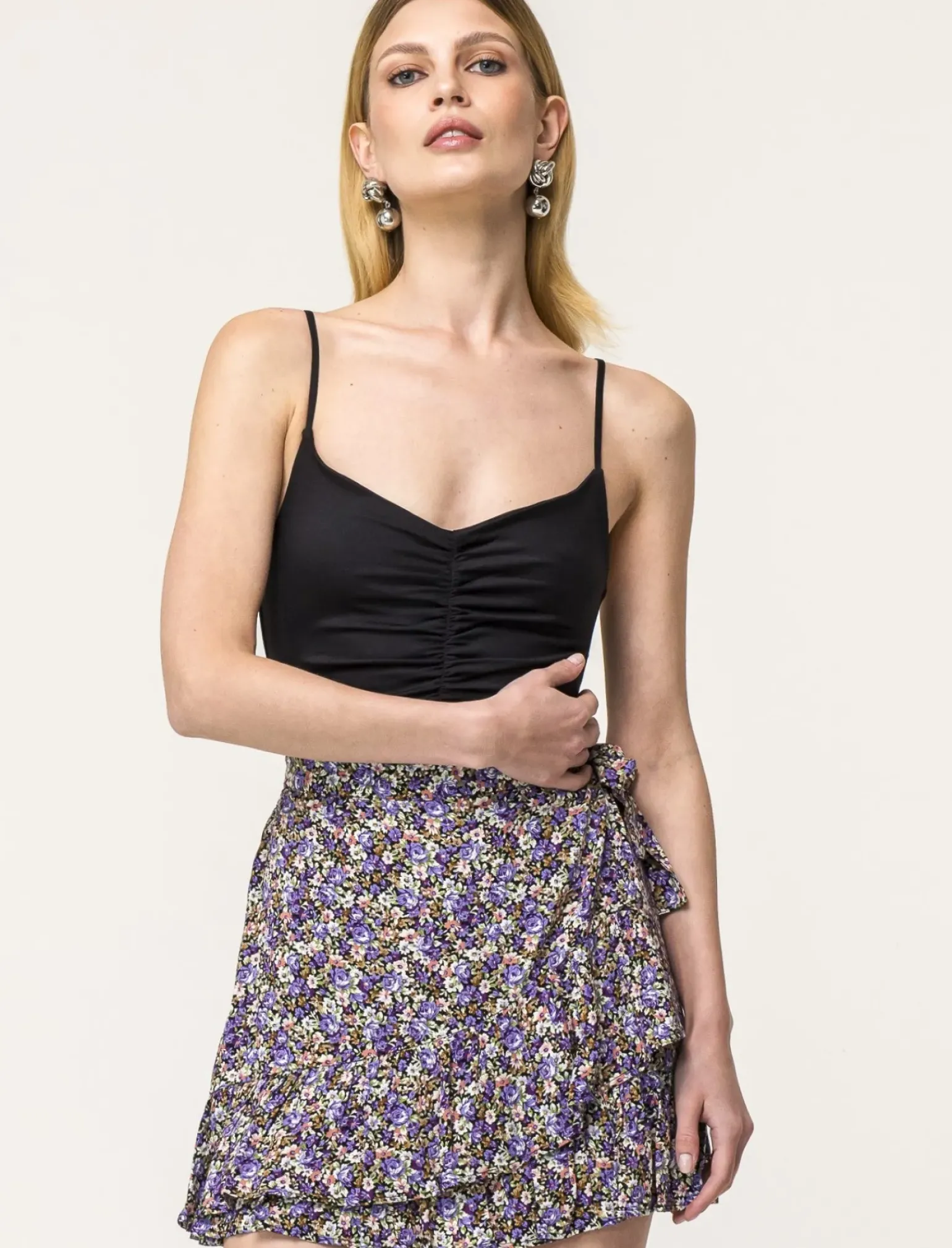 Donna Piazza Italia Donna|T-Shirt E Top<Top modello body con spalline regolabili ed arriccio sul davanti e abbottonatura inferiore -