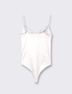 Donna Piazza Italia Donna|T-Shirt E Top<Top modello body con spalline regolabili ed arriccio sul davanti e abbottonatura inferiore - latte