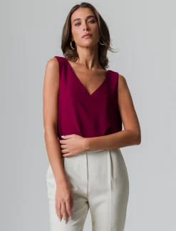 Donna Piazza Italia Donna|T-Shirt E Top<Top scollo a v morbido. vestibilità regular - Vinaccia