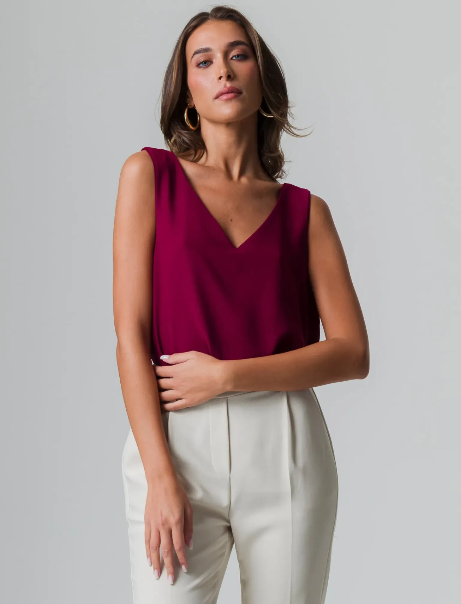 Donna Piazza Italia Donna|T-Shirt E Top<Top scollo a v morbido. vestibilità regular - Vinaccia