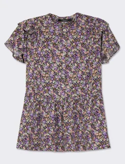 Donna Piazza Italia T-Shirt E Top<Top stampato con manica volant a apertura frontale con bottoni - var 2