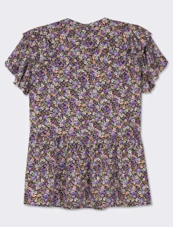 Donna Piazza Italia T-Shirt E Top<Top stampato con manica volant a apertura frontale con bottoni - var 2