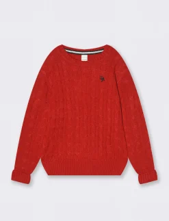 Bambino Piazza Italia Bambino|Maglieria<Tricot tinta unita con ricamo da bambino - Rosso