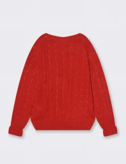 Bambino Piazza Italia Bambino|Maglieria<Tricot tinta unita con ricamo da bambino - Rosso