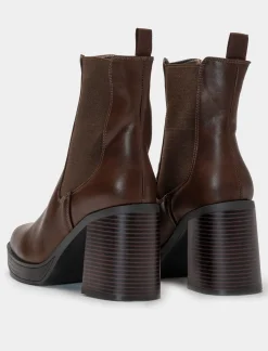 Piazza Italia Tronchetto con punta quadrata e fasce elastiche laterali - Marrone Hot