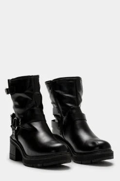 Donna Piazza Italia Donna|Tronchetti<Tronchetto stile biker con fibbia e dettagli metallici. -