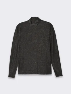 Donna Piazza Italia Donna|Maglieria<T-shirt a collo alto con filo effetto metallizzato vestibilità slim -