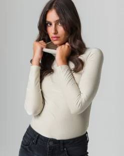 Donna Piazza Italia Donna|Maglieria<T-shirt a collo alto con filo effetto metallizzato vestibilità slim - Avorio