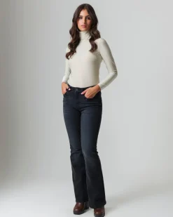 Donna Piazza Italia Donna|Maglieria<T-shirt a collo alto con filo effetto metallizzato vestibilità slim - Avorio