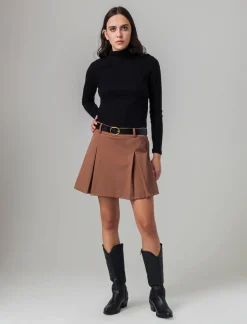 Donna Piazza Italia Maglieria<T-shirt a collo alto e manica lunga e tessuto lavorato a coste -