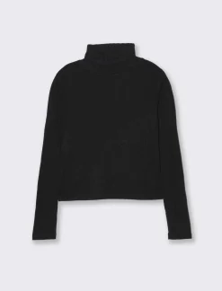 Donna Piazza Italia Maglieria<T-shirt a collo alto e manica lunga e tessuto lavorato a coste -