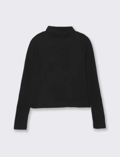 Donna Piazza Italia Maglieria<T-shirt a collo alto e manica lunga e tessuto lavorato a coste -