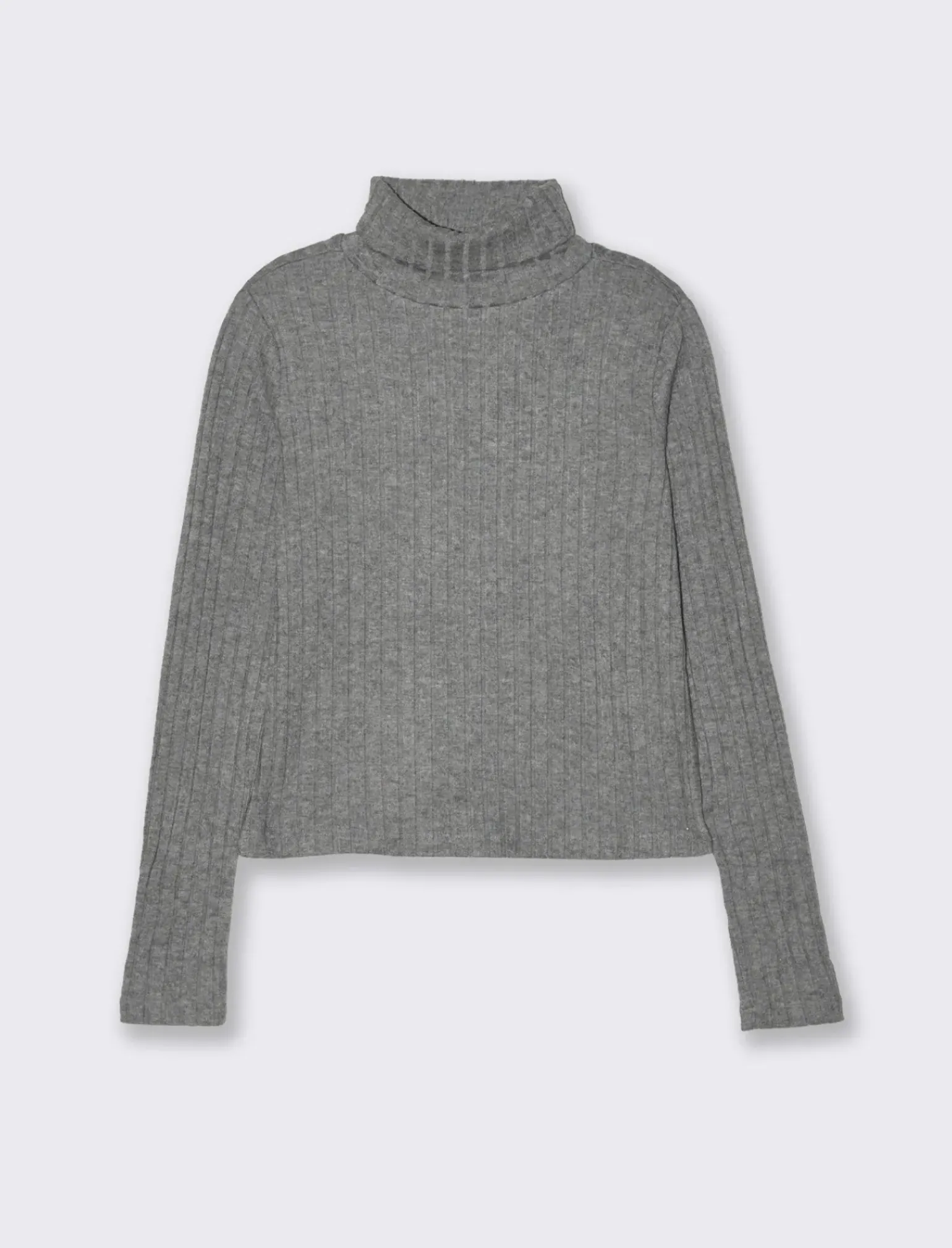 Donna Piazza Italia Maglieria<T-shirt a collo alto e manica lunga e tessuto lavorato a coste - melange