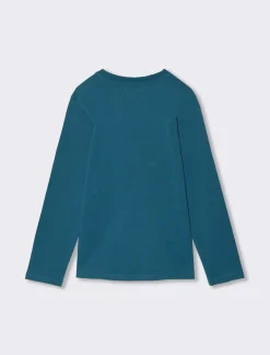 Bambino Piazza Italia Bambino|Maglieria<T-shirt a manica lunga in cotone con stampa davanti - Ottanio