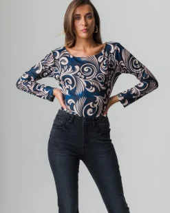 Donna Piazza Italia Donna|Maglieria<T-shirt a manica lunga stampata girocollo - var 1