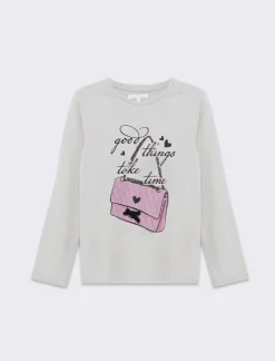 Piazza Italia Bambina|T-Shirt E Top<T-SHIRT BAMBINA MANICA LUNGA CON STAMPA - Bianco sporco