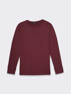 Donna Piazza Italia Donna|Maglieria<T-shirt basica a manica lunga con spacco sul polsino - Lampone