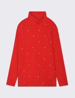 Piazza Italia Bambina|T-Shirt E Top<T-shirt collo alto in cotone elasticizzato con borchie adesive -