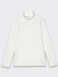 Piazza Italia T-Shirt E Top|T-Shirt E Top<T-shirt collo alto in tessuto interlock da bambina - Bianco