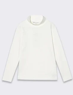 Piazza Italia T-Shirt E Top|T-Shirt E Top<T-shirt collo alto in tessuto interlock da bambina - Bianco sporco