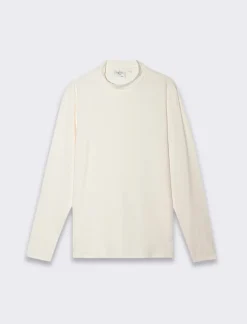 Uomo Piazza Italia Polo E T-Shirt<T-shirt collo alto maniche lunghe slim fit - latte