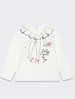 Piazza Italia Neonata<T-SHIRT CON APPLICAZIONE AL COLLO - panna