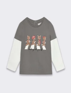 Piazza Italia Neonato|T-Shirt E Top<T-SHIRT CON DOPPIA MANICA - piombo