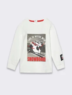 Piazza Italia Neonato|T-Shirt E Top<T-shirt con polsini a costina - panna