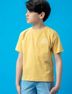 Bambino Piazza Italia Bambino<T-shirt con ricamo e stampa - Senape