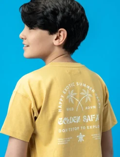 Bambino Piazza Italia Bambino<T-shirt con ricamo e stampa - Senape