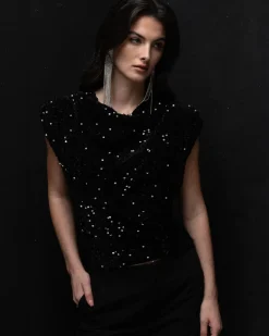 Donna Piazza Italia T-Shirt E Top<Tshirt con spalline in paillettes -