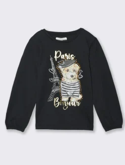 Piazza Italia Bambina|T-Shirt E Top<T-shirt con stampa a borchie da bambina - Nero