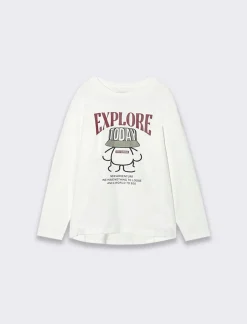 Bambino Piazza Italia Bambino|Maglieria<T-shirt con stampa frontale - Bianco sporco