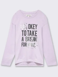 Piazza Italia Bambina|T-Shirt E Top<T-shirt con tagli obliqui e spacchetti sul davanti con stampa frontale effetto metallico - Lilla