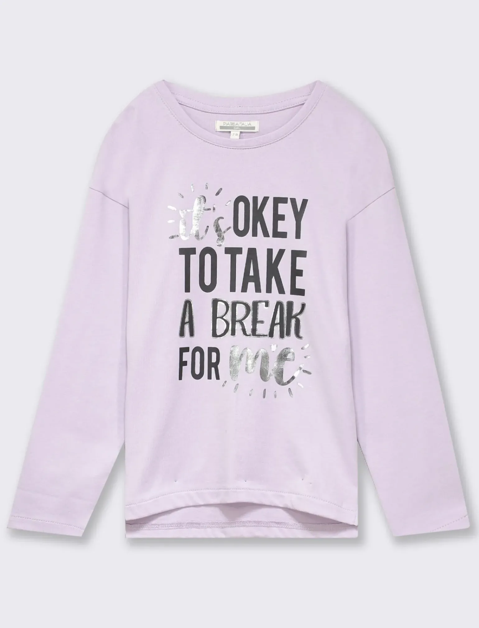 Piazza Italia Bambina|T-Shirt E Top<T-shirt con tagli obliqui e spacchetti sul davanti con stampa frontale effetto metallico - Lilla