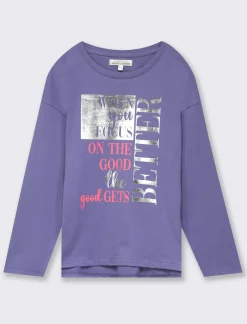 Piazza Italia Bambina|T-Shirt E Top<T-shirt con tagli obliqui e spacchetti sul davanti con stampa frontale effetto metallico -