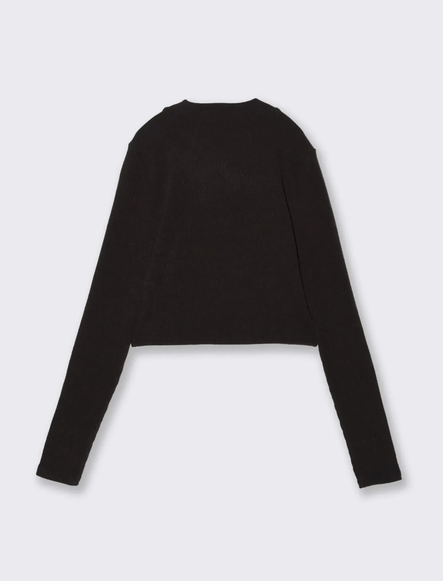 Donna Piazza Italia Donna|Maglieria<T-shirt crop manica lunga con mezzo collo lavorazione a coste strette - Nero