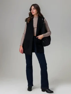 Donna Piazza Italia Donna|Maglieria<T-shirt crop manica lunga con mezzo collo lavorazione a coste strette - Grigio tortora