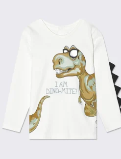 Piazza Italia Neonato|T-Shirt E Top<T-shirt girocollo con stampa frontale e applicazioni - panna